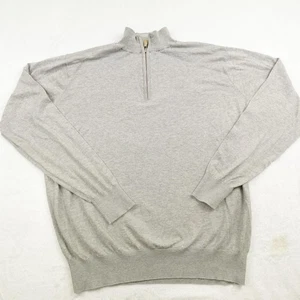 Peter Millar Sweater Mens Large Gray Crown Soft Quarter Zip Pullover Silk Blend - Picture 1 of 6