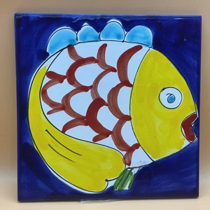 GIANFRANCO FERRE ITALIA - PANARIA, AZULEJO DE CERÁMICA ARTÍSTICA ESMALTADA PINTADO A MANO 8""X 8"" - Imagen 1 de 3