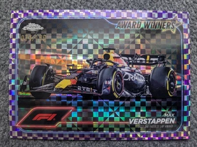 2024 TOPPS CHROME FORMULA 1 MAX VERSTAPPEN AWARD WINNERS PURPLE CHECKER FLAG/199 - Image 1 of 2