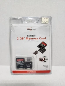 NEW Sandisk 2GB Memory 3 in 1 MicroSD Card with Adapters For SD and miniSD RARE - Picture 1 of 2