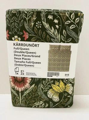 Ikea KARRDUNORT Full/Queen Duvet cover & pillowcases dark green/multicolor - NEW - Image 1 of 2