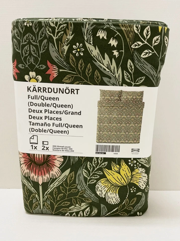 IKEA KARRDUNÖRT Dark Green/Multicolor Duvet Cover Set – Brand New, Ships FAST - Image 1 of 2