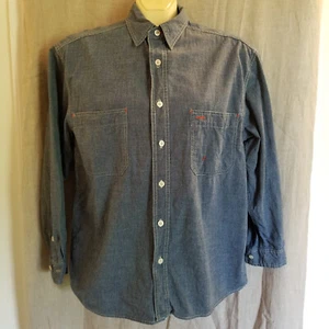 Vintage Wrangler Hero Casual Denim Chambray Cowboy Button Front Blouse Top L/44 - Picture 1 of 7