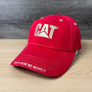 CAT Hat Cap Fitted One Size Red Outdoors Work Wear Construction - Picture 1 of 9