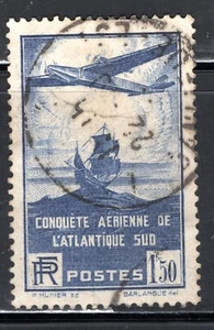 France Stamp Scott #C16, 1.50fr, Air Mail, Airplane & Galleon, Used SCV$5.25 (B) - Picture 1 of 1