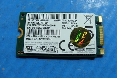HP 14-q063cl Samsung 32GB M.2 SATA SSD MZAPF032HCFV-000H1 736776-001 - Image 1 of 2
