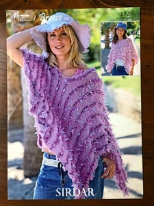 Sirdar 8520 knitting pattern adult & child DK & ribbon yarn poncho - Picture 1 of 2