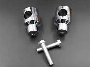 Chrome Round 7/8'' Handlebar Riser For Harley Honda Kawasaki Cafe Old School VN - Foto 1 di 6
