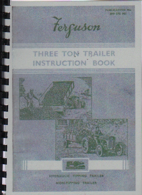 Libro manual de instrucciones para operador de remolque tractor Ferguson de tres toneladas