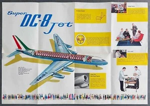 ALITALIA DOUGLAS DC-8 CUTAWAY AIRLINE SALES POSTER BROCHURE VINTAGE ITALY - Picture 1 of 2