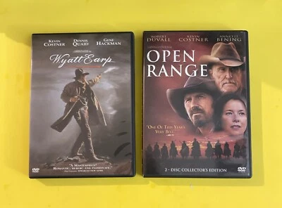 OPEN RANGE & WYATT EARP (2 DVD COMBO) KEVIN COSTNER - LIKE NEW - FREE SHIPPING - Image 1 of 4