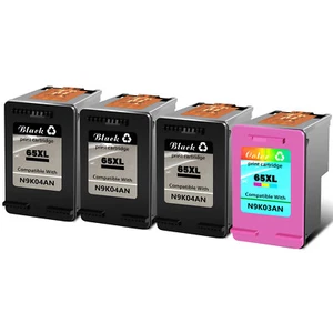 65XL Compatible Ink Cartridges 3 Black 1 Colour FOR HP DeskJet 2633 2635 2655 - Zdjęcie 1 z 8