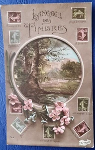 *CARTE POSTALE FANTAISIE -  LANGAGE DES TIMBRES  - Picture 1 of 1