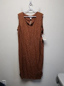 Maggie McNaughton Long Maxi Brown Tie Back Sleeveless Shift Dress 3XL New - Picture 1 of 7
