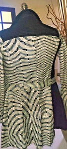 CUSTO BARCELONA 36/2 TRENCH COAT-JACKET-COTTON/POLY-BELT-5 BUTN-BLK-GRAY-SILVER - Picture 1 of 17