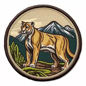 Berglöwe Aufnäher Bügelbild Applikation, Wildtier Abzeichen, brüllende Raubkatzen - Bild 1 von 12