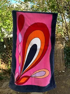 1***1960’s Vtg. Emilio Pucci Cotton Hand Towel Geometric Pattern **Gently used* - Picture 1 of 5