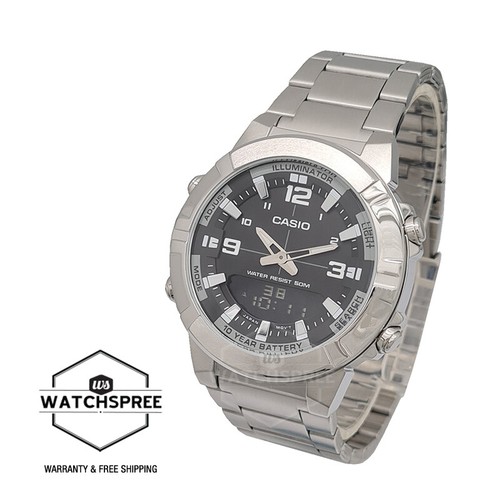Casio Amw-870d-1a Stainless Steel Analog Digital Mens Watch 50m WR 