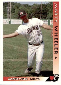 1996 Zanesville Greys Grandstand 22 Marty Wheeler Piedmont Alabama Baseball Card