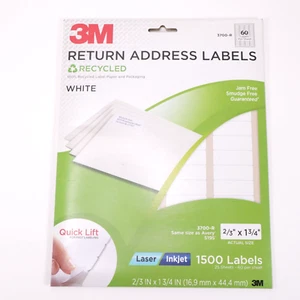 3M Return Address Labels 2/3 " x 1 3/4" Laser Inkjet labels 18 pages - Picture 1 of 8