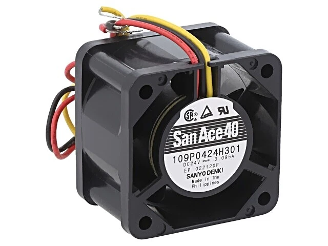 109P0424H301 Fan: DC Axial 24VDC 40x40x28mm 19.2m3/h 37dBA Spherical SANYO - Image 1 of 1