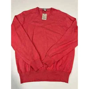 *Nuovo* Maglione Uomo Peter Millar Corona Morbido Collo a V Rosso Zenzero-Medio - Foto 1 di 11