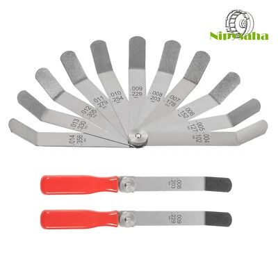 A308 Offset Valve Tappet Gauge Set 11-Blade Feeler Gauge with Two Red Handles - Image 1 of 4
