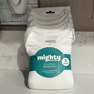 Short Sleeve White Baby Bodysuits 5-Pack - Picture 1 of 2