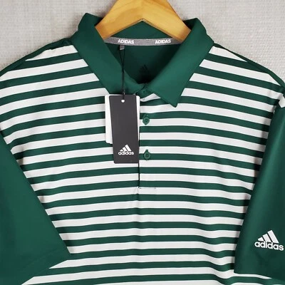 ADIDAS GOLF NUEVO $65 Talla XL Verde/Blanco Rayas Rendimiento Polo Para Hombres Golf Foto 1 de 4