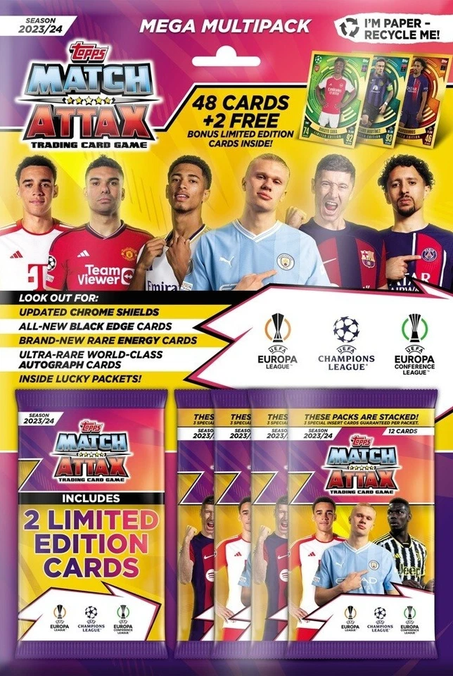 Match Attax Fußball Soccer UEFA League 2024 Trading Card Game Mega Multipack - Bild 1 von 1