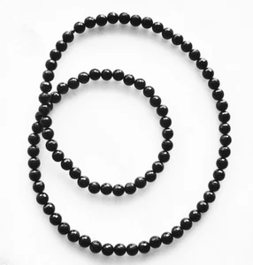 Jet Black Onyx Necklace Therapeutic Gemstone 6mm - Picture 1 of 10