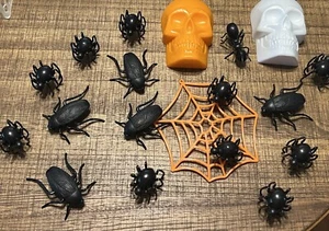 Assorted Halloween Cake Cupcake Topper Decorations! Skull, Web, Spiders, Beetles - Picture 1 of 4