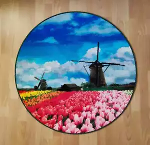 BADTEPPICH ,, Mühle `` DUSCHVORLEGER BADVORLEGER MATTE RUND - Bild 1 von 2