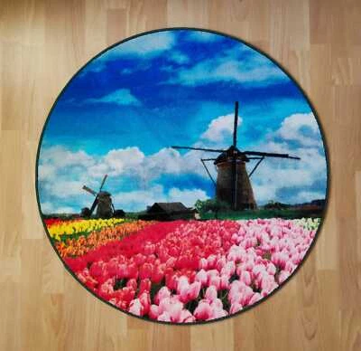 BADTEPPICH ,, Mühle `` DUSCHVORLEGER BADVORLEGER MATTE RUND - Bild 1 von 2