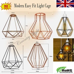 Vintage Käfig Metall Pendelleuchte Schirm Draht Diamant Decke Industrie Lampenschirm - Bild 1 von 59