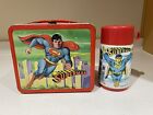 1978 DC Comics SUPERMAN (Christopher Reeves) ALADDIN Metal Lunchbox &Thermos Set