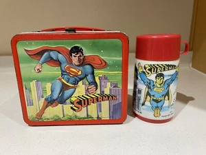 1978 DC Comics SUPERMAN (Christopher Reeves) ALADDIN Metal Lunchbox &Thermos Set - Picture 1 of 24