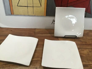 Maxwell & Williams Housewares white basics motion 3 salad plates square wave ex - Picture 1 of 4