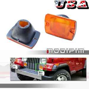 NEW FRONT CORNER TURN SIGNAL PARKING LIGHT LAMP LENS SET FOR 87-95 JEEP WRANGLER - Picture 1 of 8
