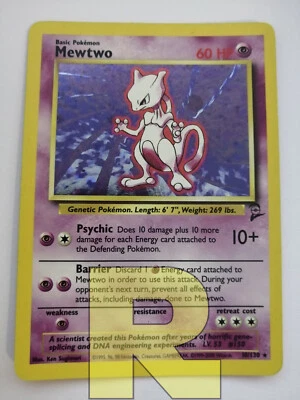 Mewtwo ® Set Base 2 10/130 ® Rara Holo Foil ® Pokemon ® Inglese ® EX - Immagine 1 di 4