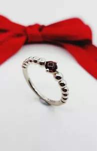 Authentic PANDORA January Red Beaded Ring #198867C08 Size 54. - Picture 1 of 9