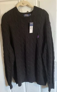 MENS XL RALPH LAUREN POLO BLACK WITH PURPLE CREST KNITTED SWEATER WITH TAGS - Bild 1 von 7