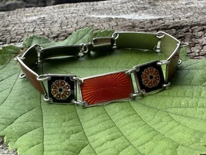 David Andersen Sterling Silver Enamel Bracelet Norway Norwegian vtg 882 - Picture 1 of 8