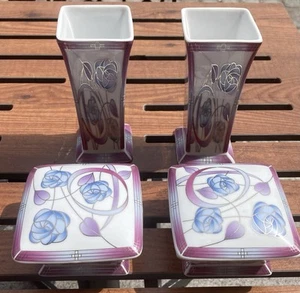 Charles Rennie Mackintosh Set Of Vases And Trinket Dishes. Excellent Condition. - Picture 1 of 5