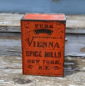 VTG Vienna Spice Mills 6lbs Tin Painted Label Cinnamon Country Store Advertising - Picture 1 of 18