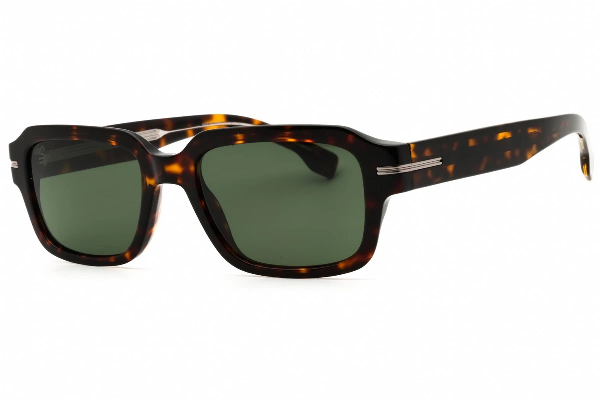 Boss Black Plastic Rectangular Sunglasses | Havana Frame, Z9 Green Multilayer Lens - View #9