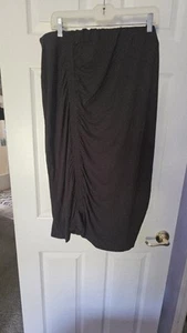 Vince Camuto Women Black Side Rouched Midi Skirt 2X Plus Gorgeous - Picture 1 of 9