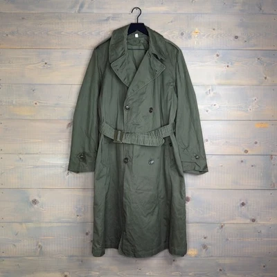 Vintage 1950s U.S. Military Korean War Era OG 107 Cotton Twill Overcoat Men's M - Image 1 of 4