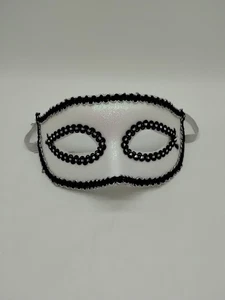 Weiß Glitzer Schwarz Borte Halloween Maskerade Party Karneval Maske Erwachsene - Bild 1 von 9