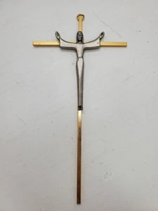 Vintage Messing Kruzifix Kreuz Wandbehang 10"×5" Jesus Christus  - Bild 1 von 8